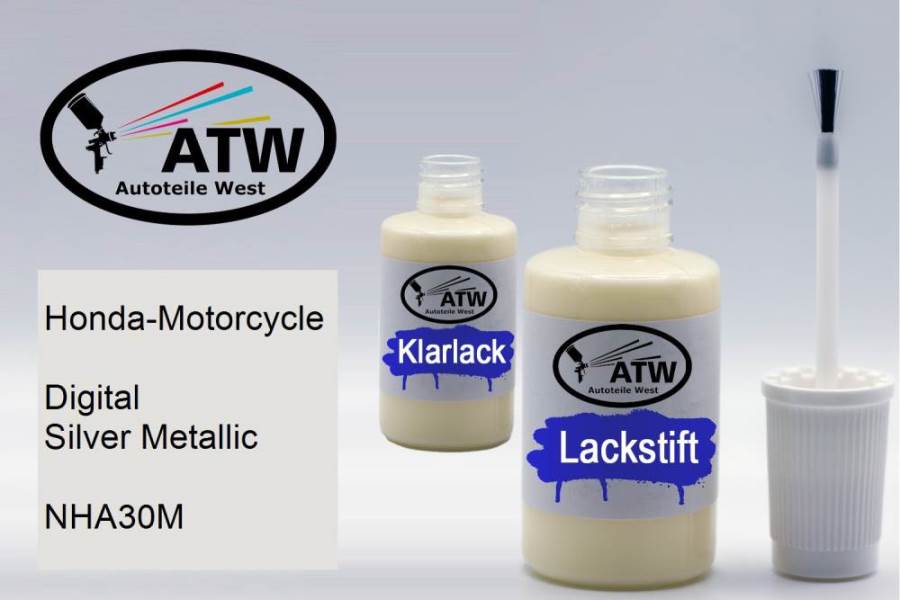 Honda-Motorcycle, Digital Silver Metallic, NHA30M: 20ml Lackstift + 20ml Klarlack - Set, von ATW Autoteile West.